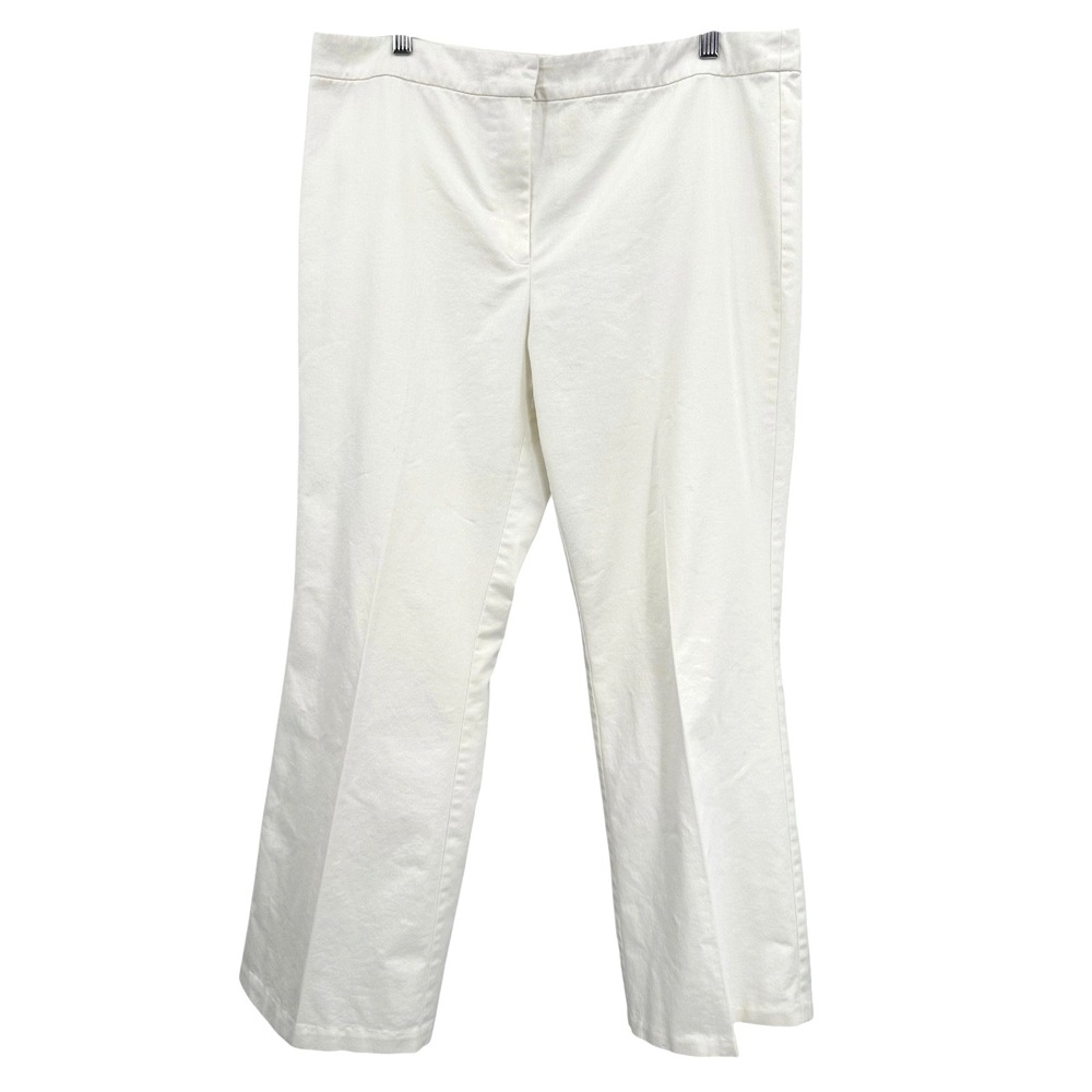 Sigrid Olsen Innovator Pants‎ Cotton Stretch Ivory Flared Leg Women's XL Vintage